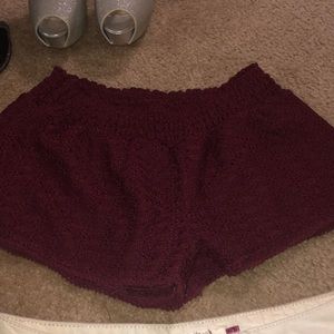 Soft stretchy maroon short shorts